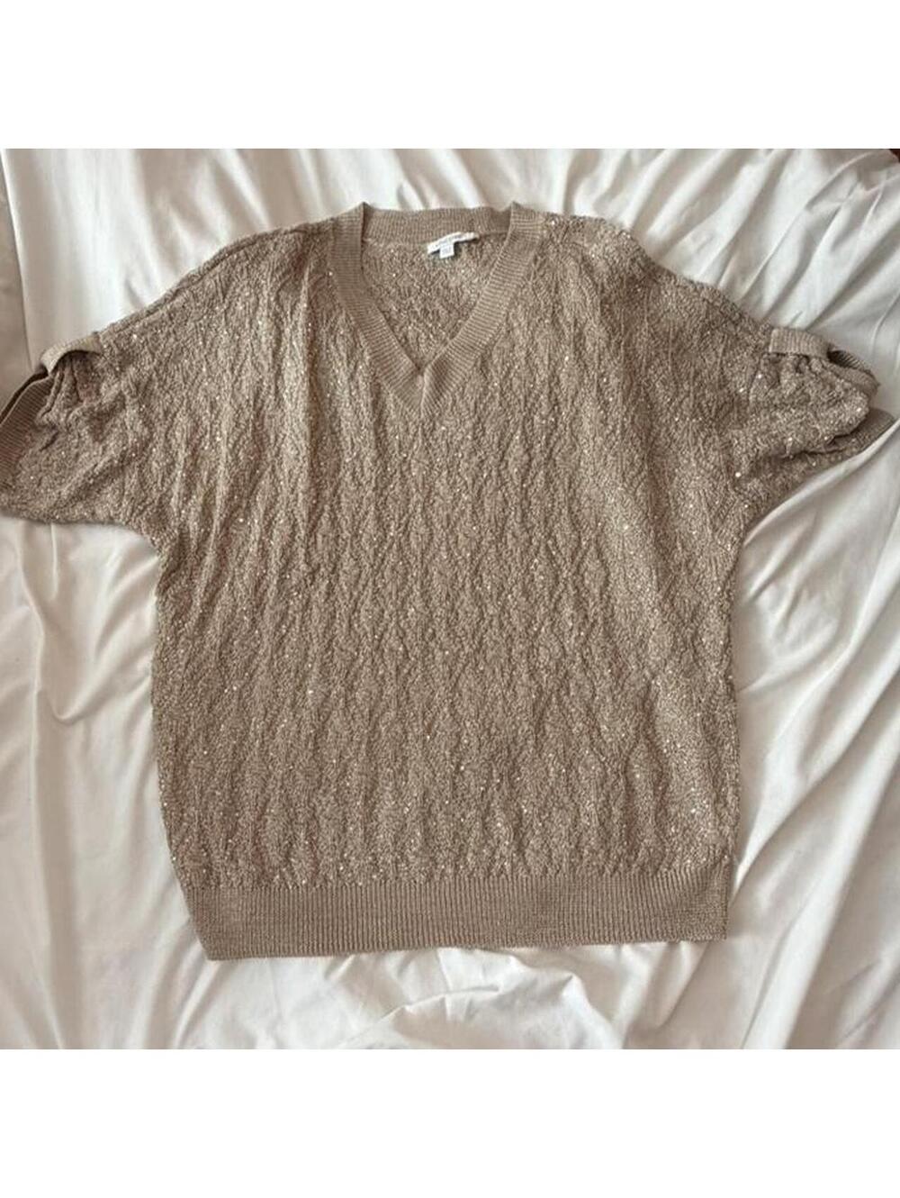 Chico's gold sequin sweater